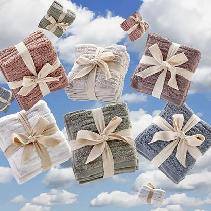 SKL Home CloudSoft Washcloth Set, 4-Piece, 100% Cotton Luxury, Clay