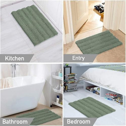 Turquoize Bathroom Rug 24"x36", Soft Absorbent Chenille Bath Rug, Green Bay