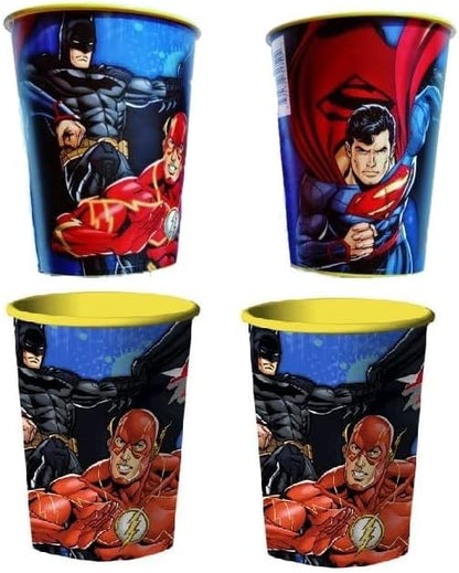 Unique Justice League Super Hero Birthday Party Supplies Bundle Pack Includes Reusable Plastic Cups - 12 Plastic Cups