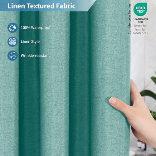 Waterproof Fabric Shower Curtain,No Liner Needed,72x72,Teal