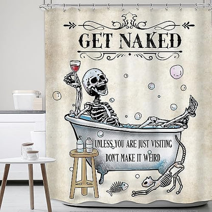 Skull Skeleton Gothic Spooky Bone Retro Bathroom Shower Curtain Set