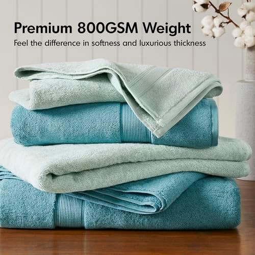 Madison Park Cotton Bath Sheet 2 Piece Oversized, 800GSM, 34" x 68" Seafoam
