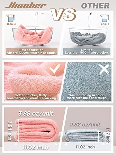 Hicober Microfiber Hair Towel Wrap, Fast Drying Hair Towels for Women, Soft Lightweight Quick Dry Turban for Curly & Long Hair–9 Pack(Blue/Grey/Pink)