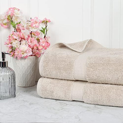 SUPERIOR Egyptian Cotton Pile Heavyweight Bath Sheet, 2 Piece Set, Stone