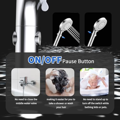 FASDUNT Shower Head with Handheld, High Pressure Showerhead with Long Hose