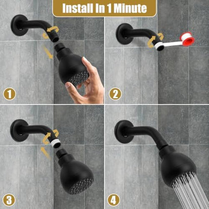 AISOSO Fixed Shower Head High Pressure 2PCS 3 Inch Showerhead Matte Black