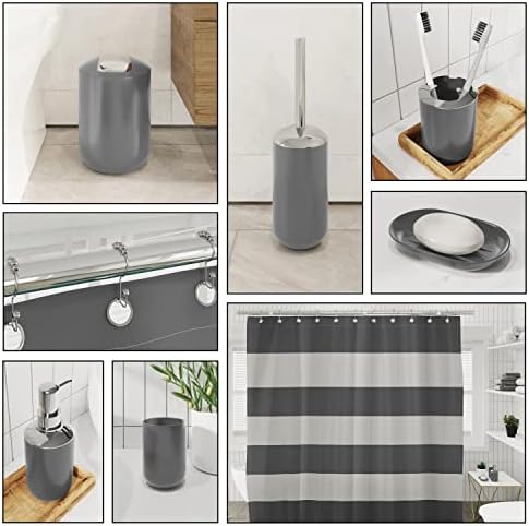 Clara Clark Bathroom Accessories Set - 23PC Shower Curtain Set with Bathroom Trash Can, Grey Bathroom Set, Bathroom Sets with Shower Curtain and Grey Rugs