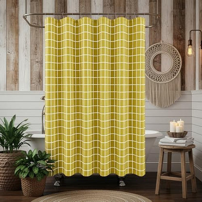 Gold Shower Curtains for Bathroom-Fabric Modern Farmhouse Shower Curtain