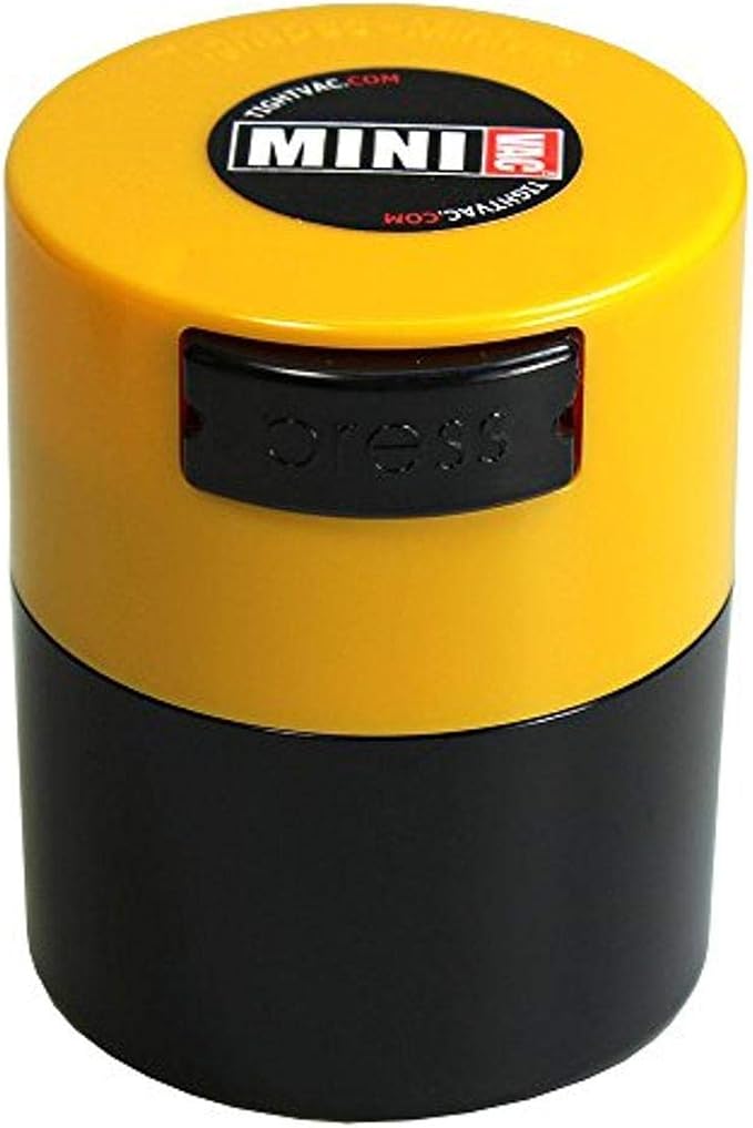 Minivac - 10g to 30 grams Airtight Multi-Use Vacuum Seal Portable Storage Container for Dry Goods, Food, and Herbs - Yellow Cap & Black Body
