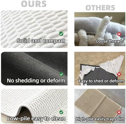 TYUU Small Bathroom Rugs, Non Slip Washable Bath Rugs Super Absorbent Bathroom Rug Thin Quick Dry Low Pile Bath Mats, White 12"x12"