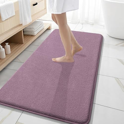OLANLY Memory Foam Bathroom Runner Rug 47x20, Absorbent Long Mat, Deep Plum