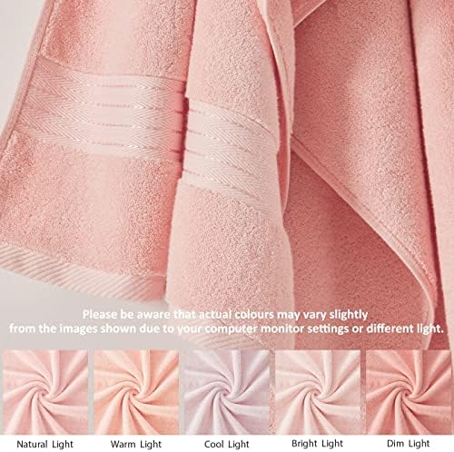 COZYART Luxury Bath Towel Set 6 Pcs, Soft Pink 100% Turkish Cotton 650 GSM