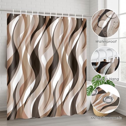 Bathroom Sets with Shower Curtain and Rugs, 4 Pcs, Geometric Ombre