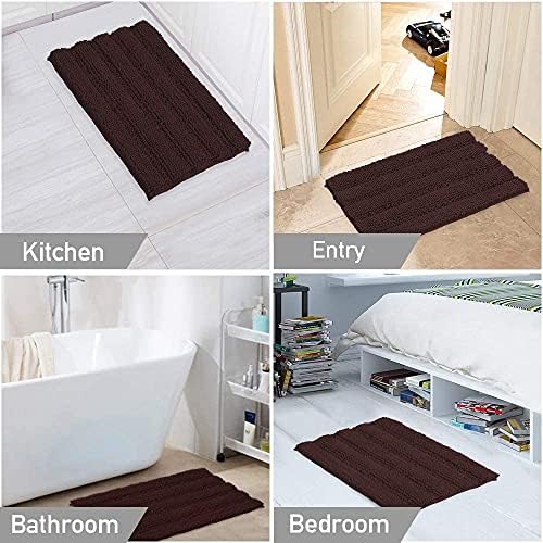 Turquoize Chenille Bath Rugs Shaggy Bathroom Rugs Non Slip Bath Mat for Bathroom 24 x 36 Brown Bath Rug for Bath Room Extra Soft and Absorbent Area Rug, 24"x 36", Brown