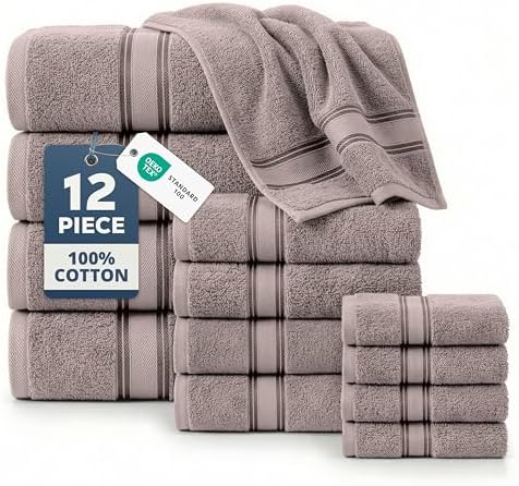 LANE LINEN Towel Set for Bathroom Soft Absorbent Quick Dry - Platinum