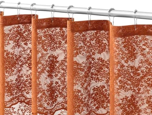 Orange Shower Curtain 36x72, Narrow Stall Lace with Attached Valance