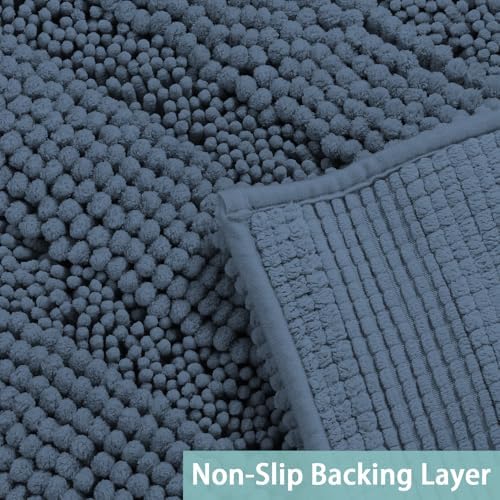 Turquoize Bathroom Rug Set, 2 Piece Soft Absorbent Chenille Bath Rug Set