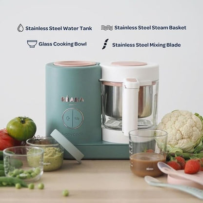 BEABA Babycook NEO Baby Food Maker, Borosilicate Glass & Stainless Steel, 42 oz. Capacity for Multi-Stage Use, Inventor & Global Leader of Baby Food Processors, Trusted for over 35 years, Midnight
