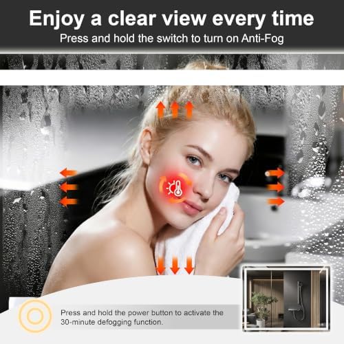 LED Bathroom Mirror with Lights, 30 x 40 Lighted Vanity Wall Mirror