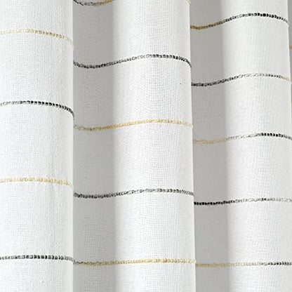 Lush Decor Ombre Stripe Yarn Dyed Cotton Shower Curtain, 72" W x 72" L, Navy & Multi - Fabric Shower Curtains - Striped Bathroom Curtain - Farmhouse & Coastal Decor