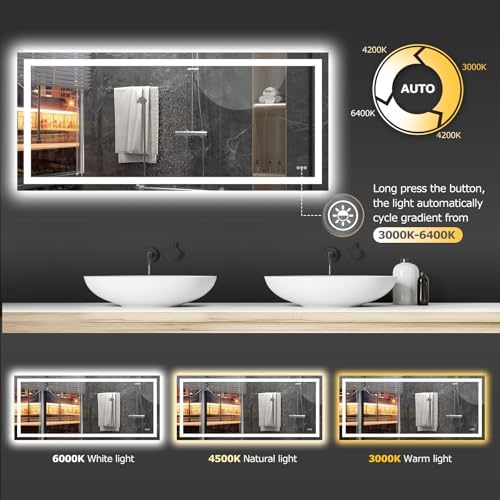 Hivone 72"X32" LED Bathroom Mirror with Lights, UL Listed