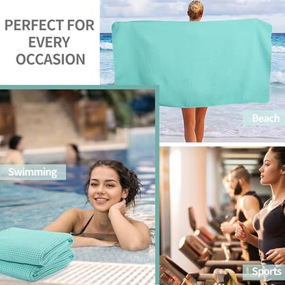 MICROFI Microfiber Waffle Bath Towels, 4 Pieces, Soft, Absorbent, Fast Drying, Lint Free 430 GSM (27''x55''/68.58 cm x139.7 cm)