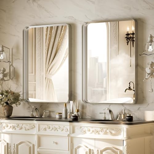 VooBang Bathroom Mirror 24"x32", Silver Gorgeous Deep Frame Wall Mirror