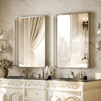 VooBang Bathroom Mirror 24"x32", Silver Gorgeous Deep Frame Wall Mirror