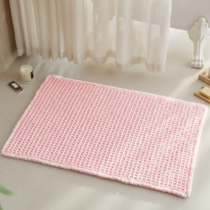 TYUU Waffle Bath Mat, Cute Bathroom Rugs Non Slip, 36x24 Light Peachy Pink