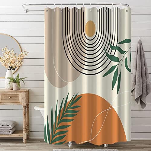Mid Century Shower Curtain with Hook for Bathroom 72x78 Inch