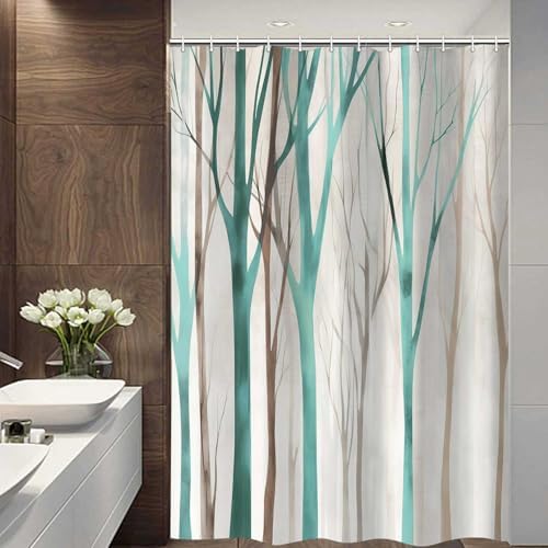 Birch Forest Abstract Shower Curtain Farmhouse Bathroom Decor 47X64 Inch