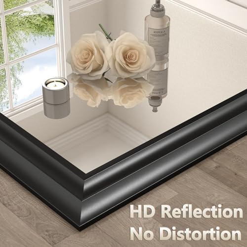 28x32 Inch Black Matte Bathroom Mirror for Wall