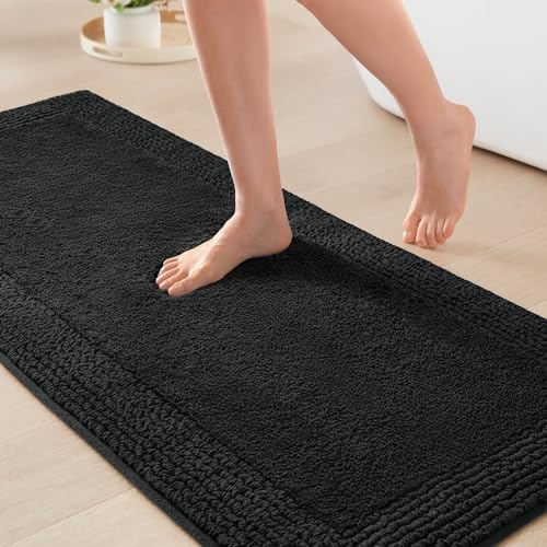 Madison Park Splendor Reversible 100% Cotton Bath Runner, 24 x 60, Black