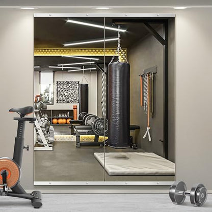 Home Gym Mirror for Wall, 60x25x2PCS Frameless Full Length Mirror, Silver