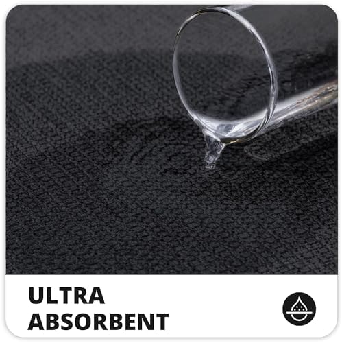 Bath Mat,Ultra Thin Bathroom Rugs,Rubber Bath Mats for Bathroom,No Slip Bath Rugs,Quick Dry,Machine Washable,Low Pile,Absorbent,Shower Outside,Sink,Home Decor Accessories.Black,1'8"x2'8"(20x32inch)