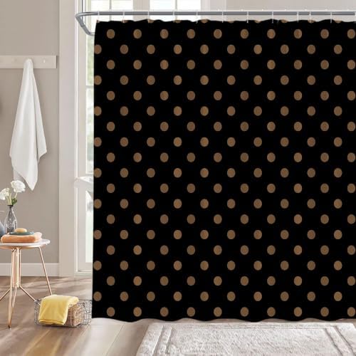 Polka Dot Shower Curtain Bathroom Decor with Hooks,70" Wx75 H