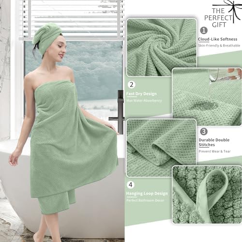 Hand Towels Set 2 Pack-16“x31”,Ultra Soft Microfibers Bathroom Towel Set Highly Absorbent Quick Dry Luxury Premium Towel Lightweight Durable Hand Towel Collection for Hotel Spa Gym Kitchen,Green