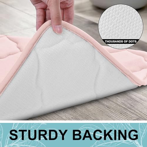 OLANLY Memory Foam Bath Mat Rug 24x16, Ultra Soft Bathroom Rugs, Pink