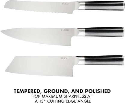 Babish 14-Piece Full Tang Forged Kitchen Knife Set – High-Carbon 1.4116 German Steel Cutlery with Protective Sheaths – Professional Chef Knife Set