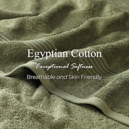 Superior Egyptian Cotton 9-Piece Towel Set, Assorted Towels, Home Bathroom, Master, Guest Bath, Decor Essentials, Includes 3 Bath, 3 Hand, 3 Face Towels/Washcloths, Quick Dry, Absorbent, Forest Green