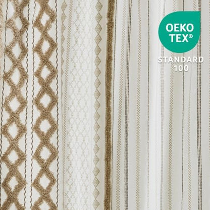 INK+IVY 100% Cotton Tufted Shower Curtain for Bathroom, Neutral, 72 x 72