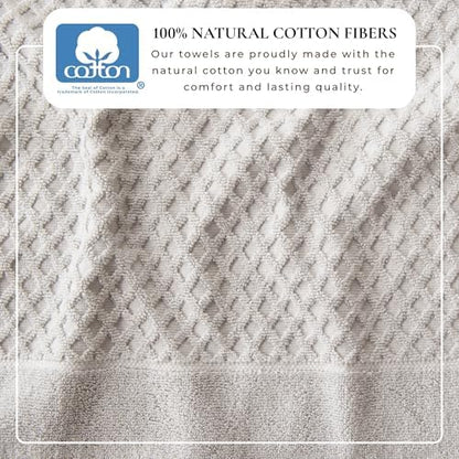 Great Bay Home Bath Towels - 100% Cotton 4 Pack 54x27 Bath Towel Set - Absorbent, Durable, Quick-Dry Towels for Bathroom (Light Grey)