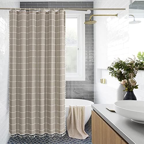Gibelle Extra Long Boho Farmhouse Shower Curtain for Bathroom 72x84
