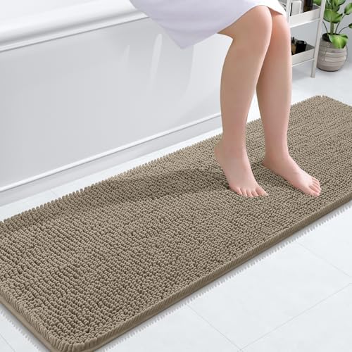 OLANLY Bathroom Runner Rugs 59x20, Extra Soft Absorbent Chenille Bath Rugs