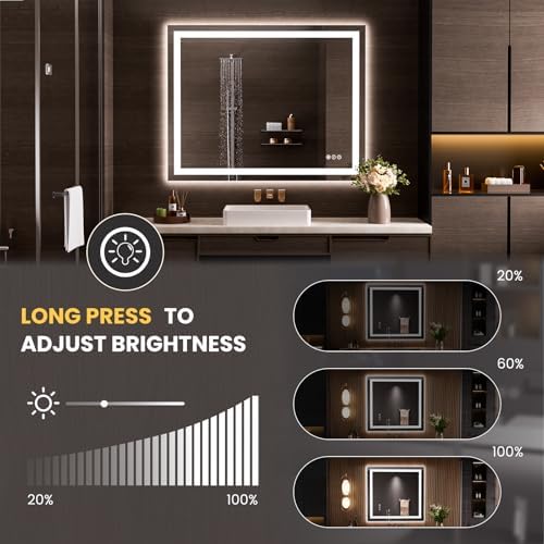 LOAAO 50"X40" LED Bathroom Mirror with Lights, UL Listed
