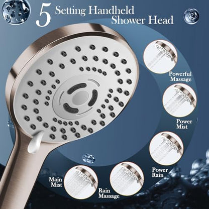 12'' Nickel Shower Head Combo with 16'' Flexible Height/Angle Extension Arm