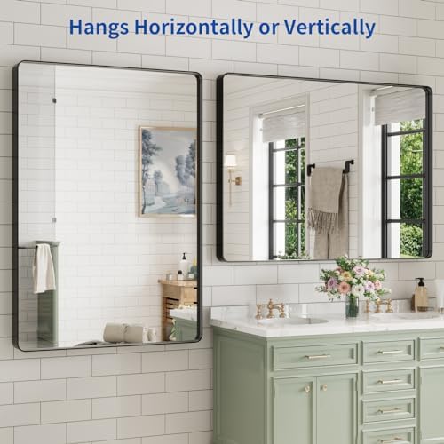WEER Black Bathroom Vanity Mirror 50X36 Inch