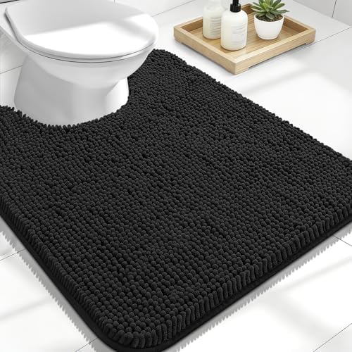 OLANLY Toilet Rugs U-Shaped 24x20, Soft Absorbent Chenille Contour Rugs