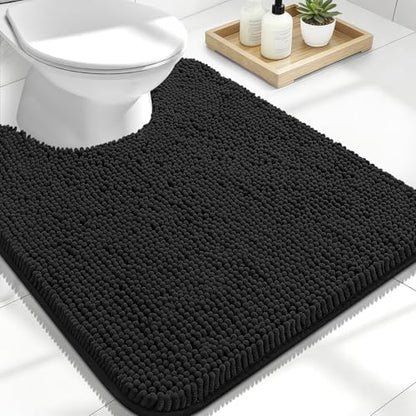 OLANLY Toilet Rugs U-Shaped 24x20, Soft Absorbent Chenille Contour Rugs