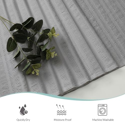 Aiyufeng Moga Extra Long Light Gray Shower Curtain 96 Inch Long, Embossed Texture Fabric Bathroom Shower Curtain, Large Hotel Bath Curtain with 12 Holes, 72Wx96H, Pale Gray